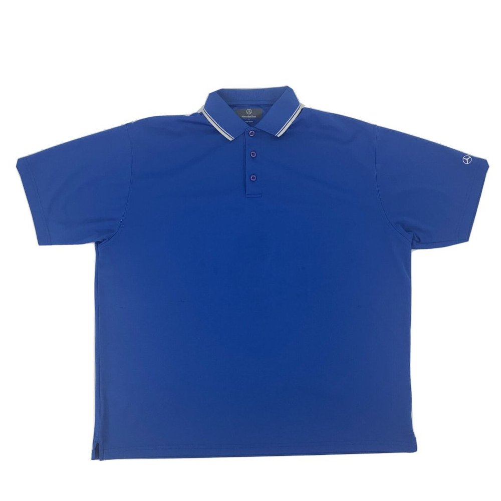 Men's Mercedes-Benz Short Sleeve Polo Shirt Logo Blue XL